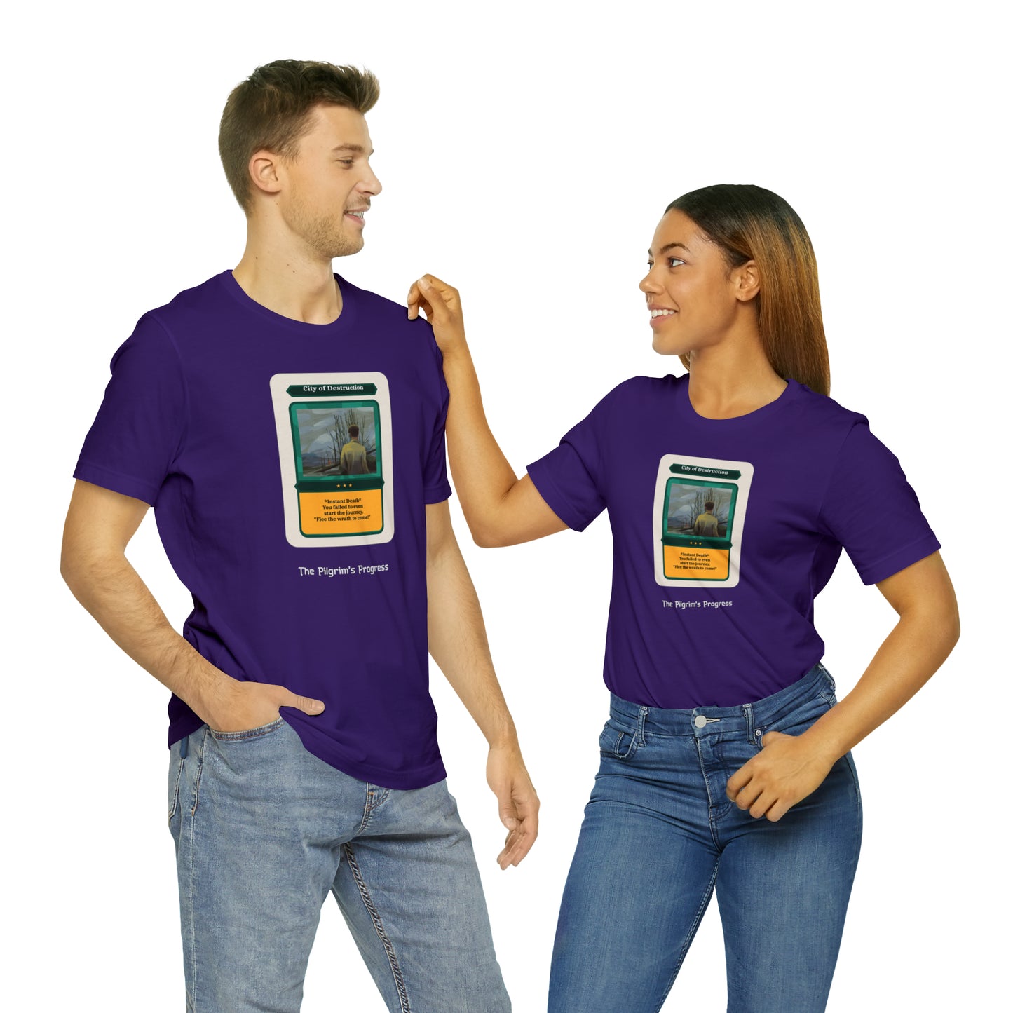 Pilgrim's Progress City of Destruction Trading Card Unisex Jersey Short Sleeve Tee