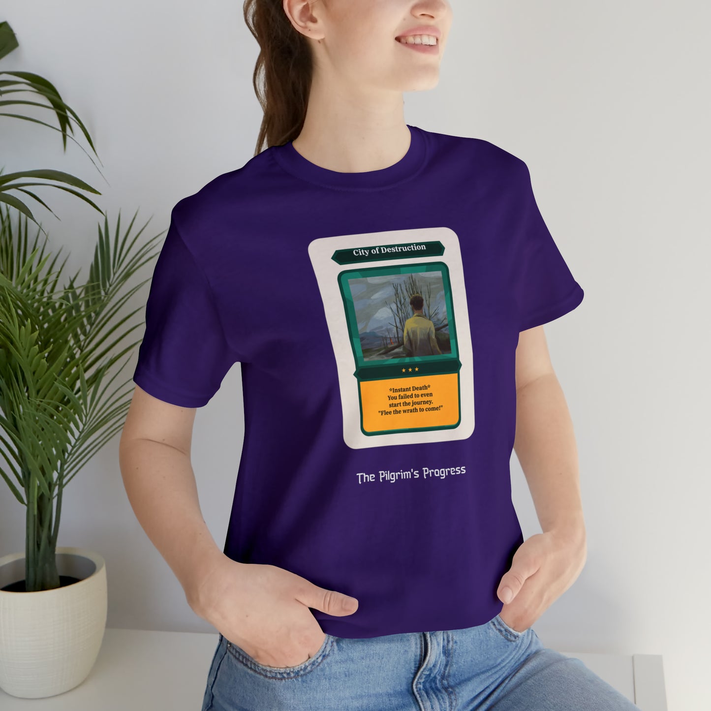 Pilgrim's Progress City of Destruction Trading Card Unisex Jersey Short Sleeve Tee