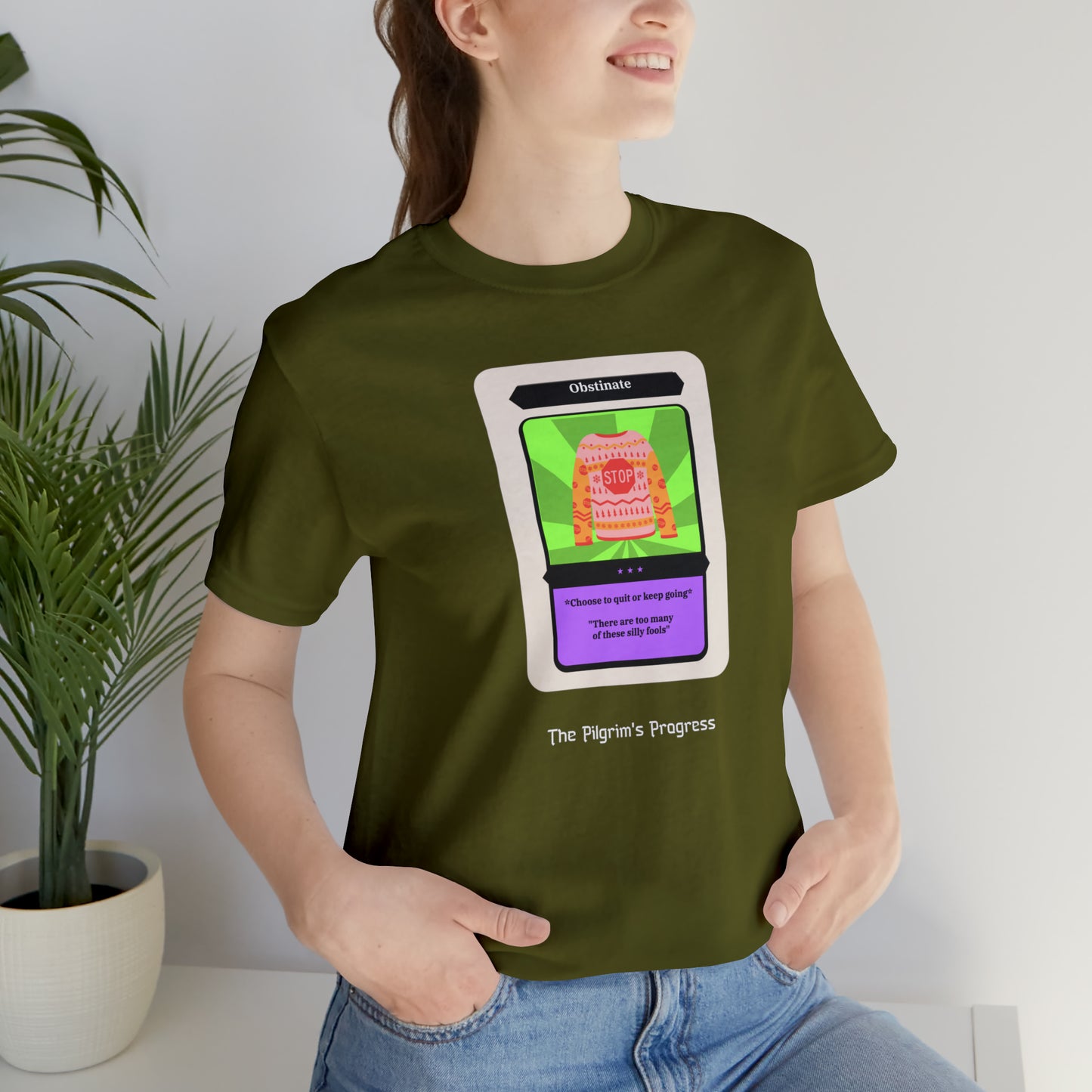 Pilgrim's Progress Obstinate Trading Card Unisex Jersey Short Sleeve Tee