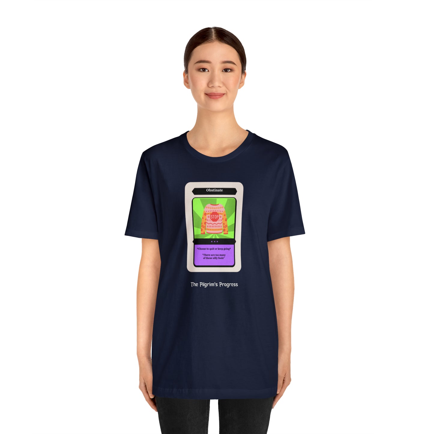 Pilgrim's Progress Obstinate Trading Card Unisex Jersey Short Sleeve Tee