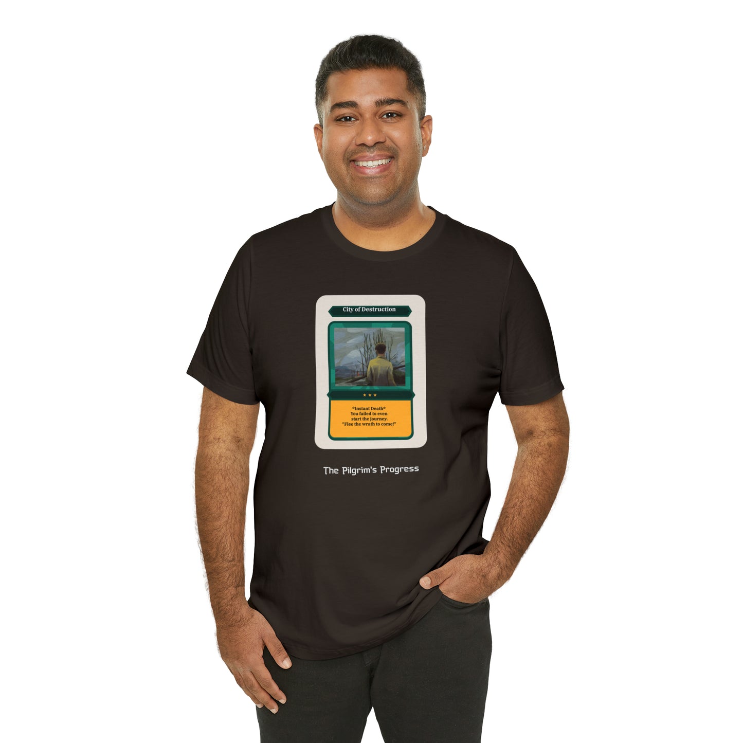 Pilgrim's Progress City of Destruction Trading Card Unisex Jersey Short Sleeve Tee