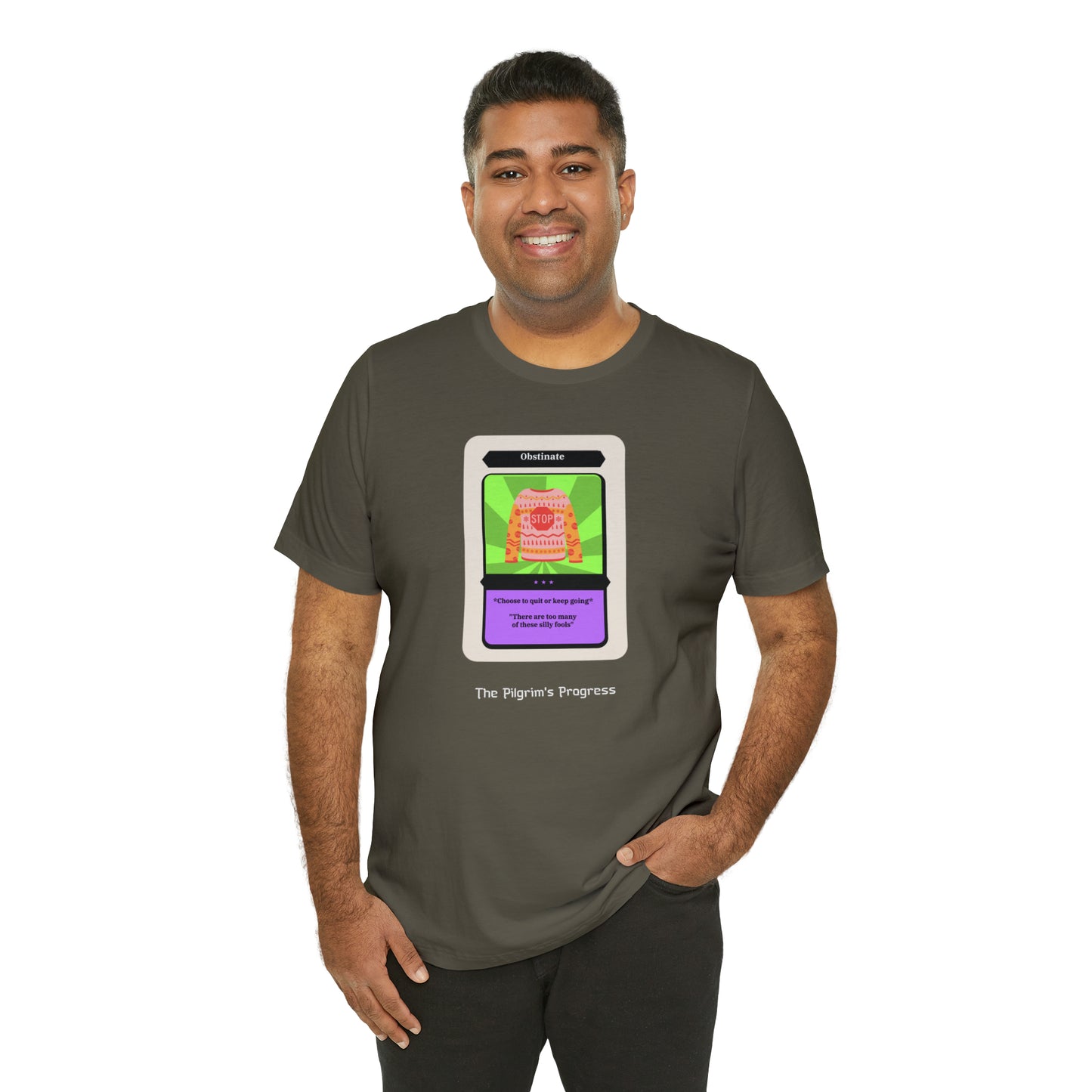 Pilgrim's Progress Obstinate Trading Card Unisex Jersey Short Sleeve Tee