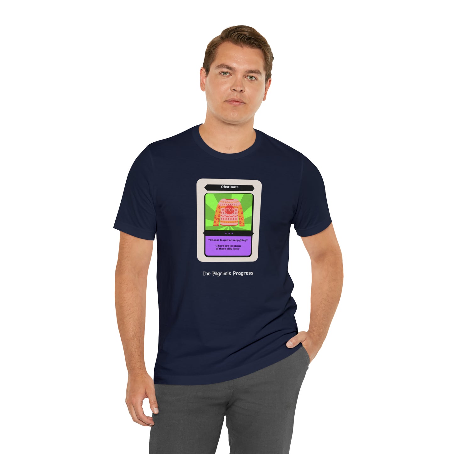 Pilgrim's Progress Obstinate Trading Card Unisex Jersey Short Sleeve Tee
