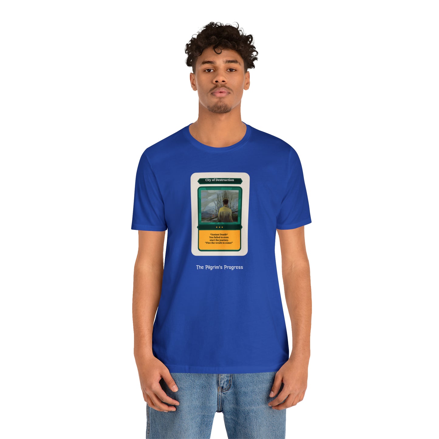 Pilgrim's Progress City of Destruction Trading Card Unisex Jersey Short Sleeve Tee