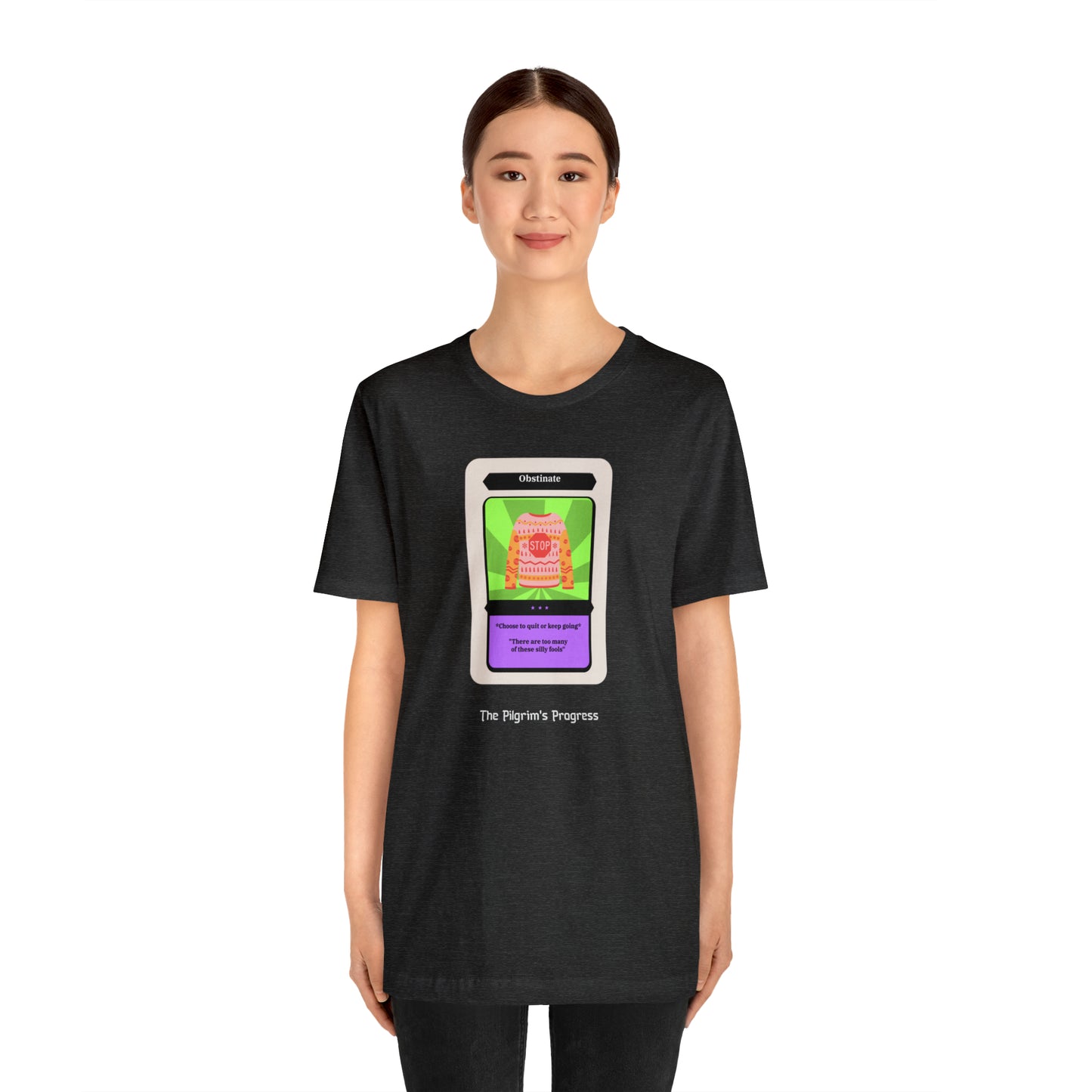 Pilgrim's Progress Obstinate Trading Card Unisex Jersey Short Sleeve Tee