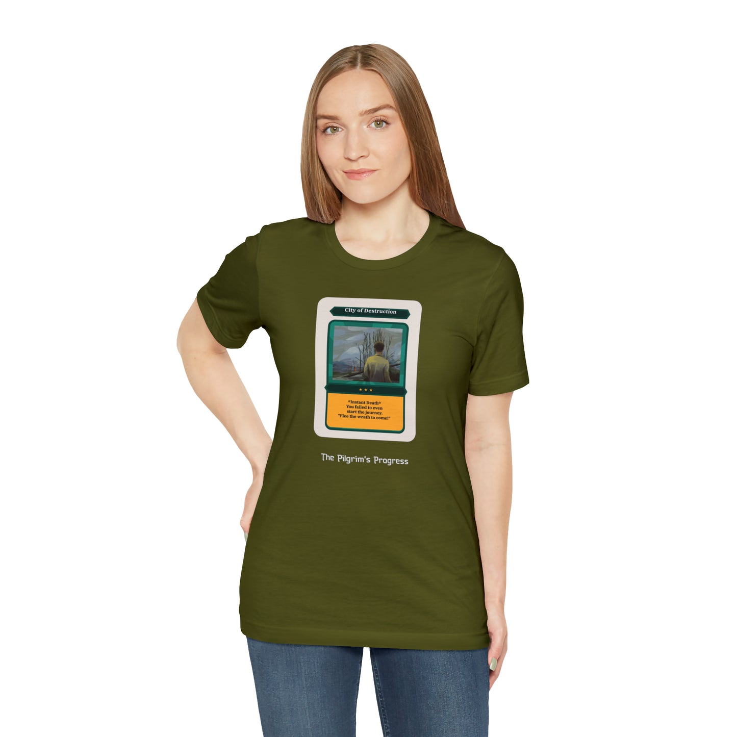 Pilgrim's Progress City of Destruction Trading Card Unisex Jersey Short Sleeve Tee