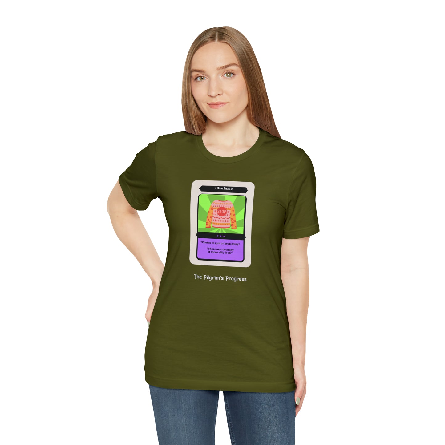 Pilgrim's Progress Obstinate Trading Card Unisex Jersey Short Sleeve Tee