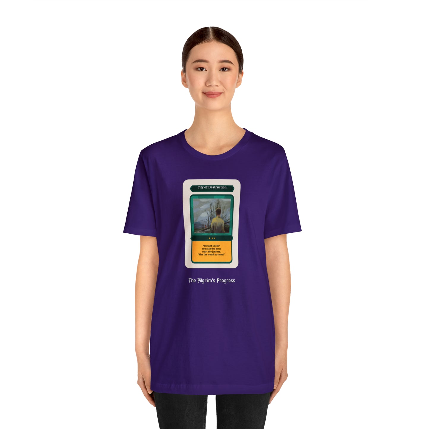 Pilgrim's Progress City of Destruction Trading Card Unisex Jersey Short Sleeve Tee