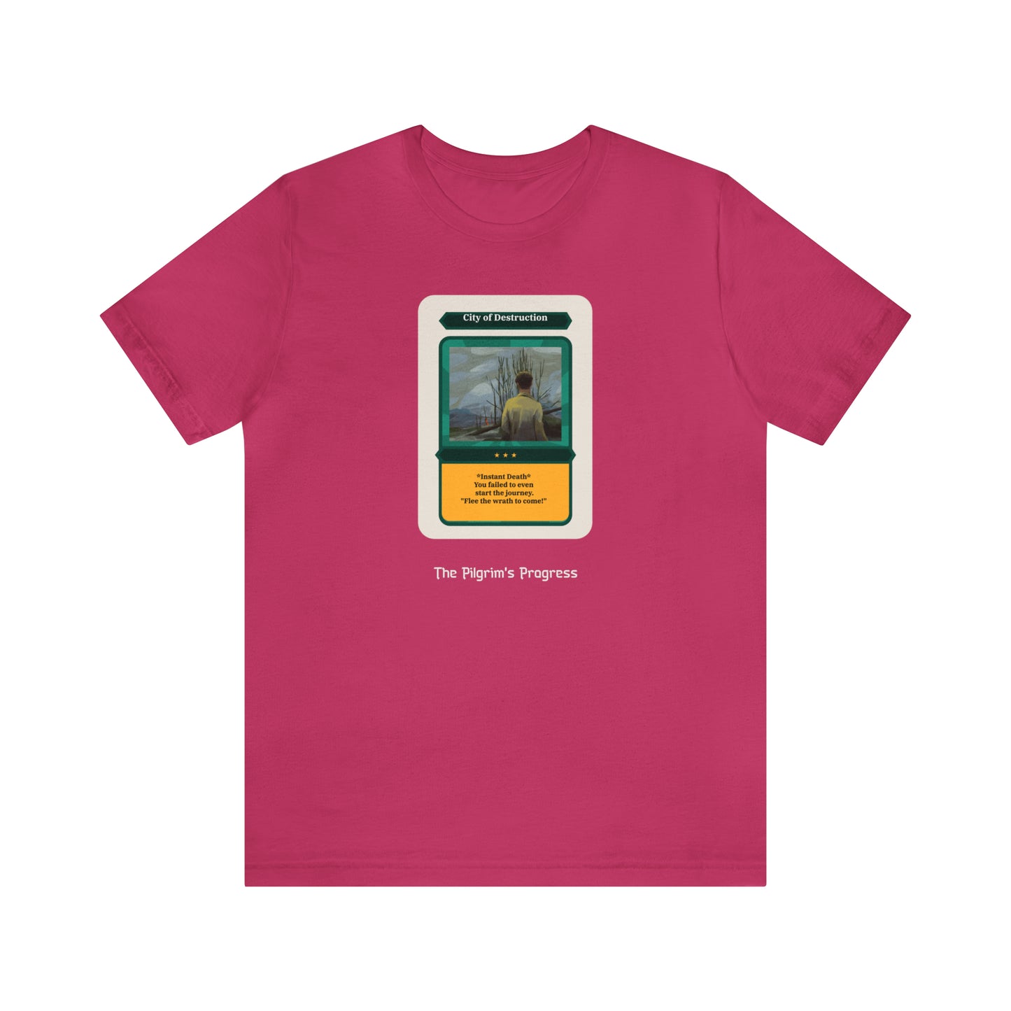 Pilgrim's Progress City of Destruction Trading Card Unisex Jersey Short Sleeve Tee