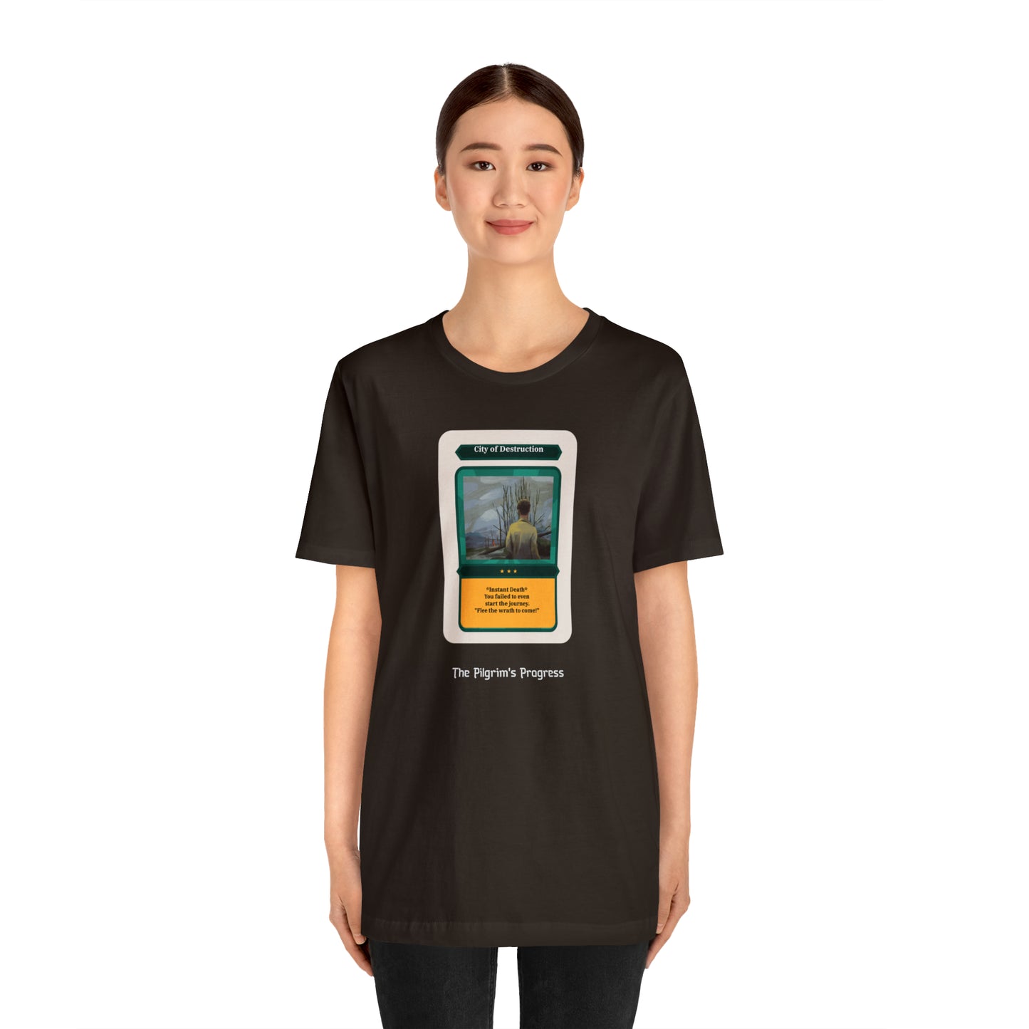 Pilgrim's Progress City of Destruction Trading Card Unisex Jersey Short Sleeve Tee