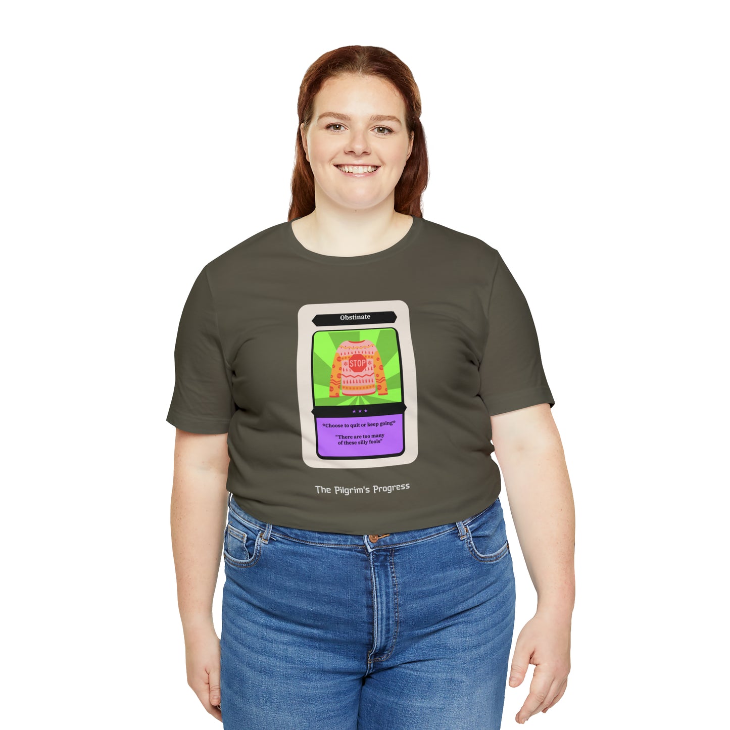 Pilgrim's Progress Obstinate Trading Card Unisex Jersey Short Sleeve Tee