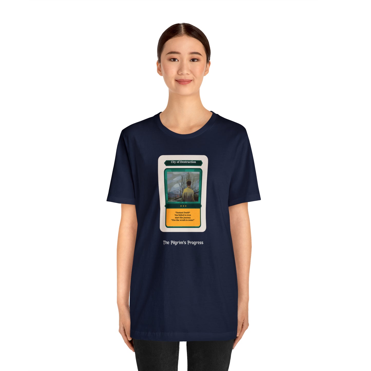 Pilgrim's Progress City of Destruction Trading Card Unisex Jersey Short Sleeve Tee