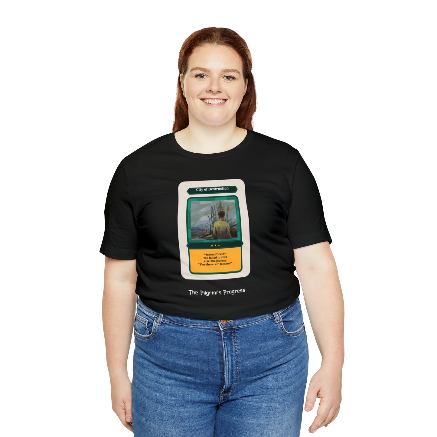 Pilgrim's Progress City of Destruction Trading Card Unisex Jersey Short Sleeve Tee