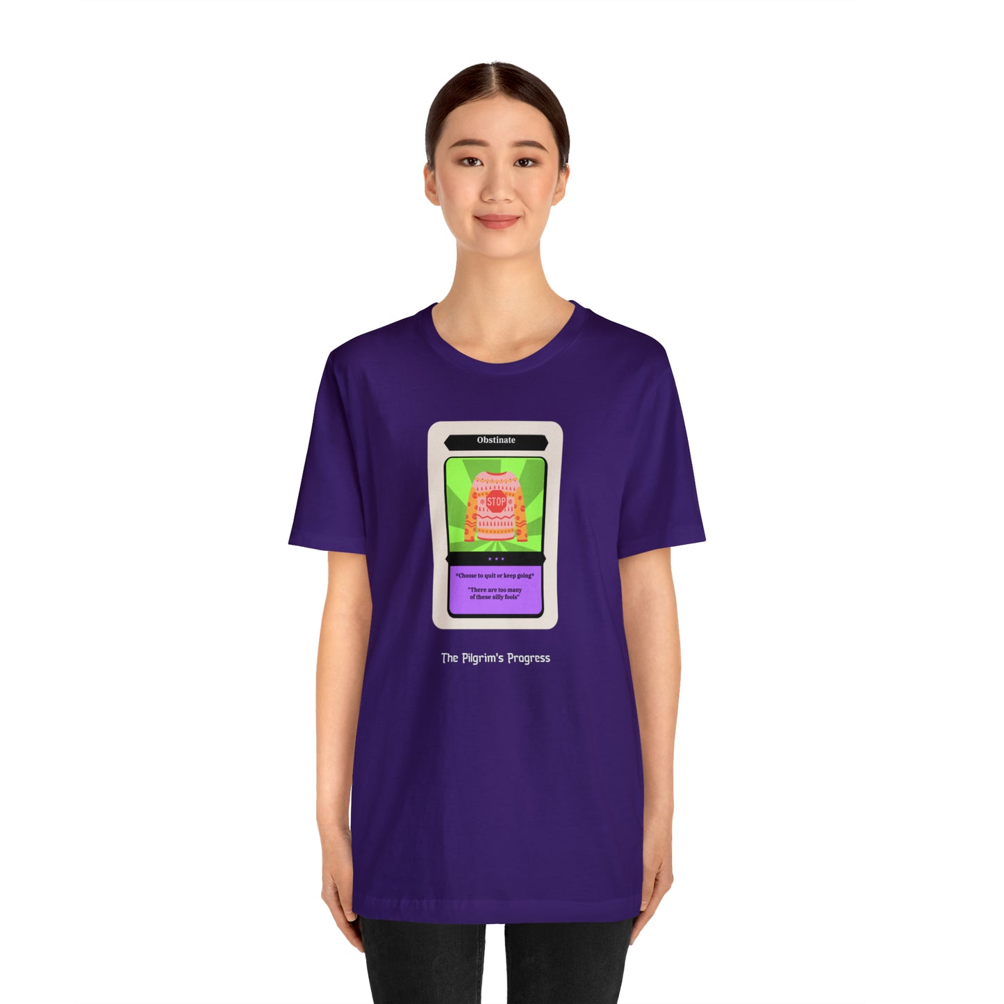 Pilgrim's Progress Obstinate Trading Card Unisex Jersey Short Sleeve Tee