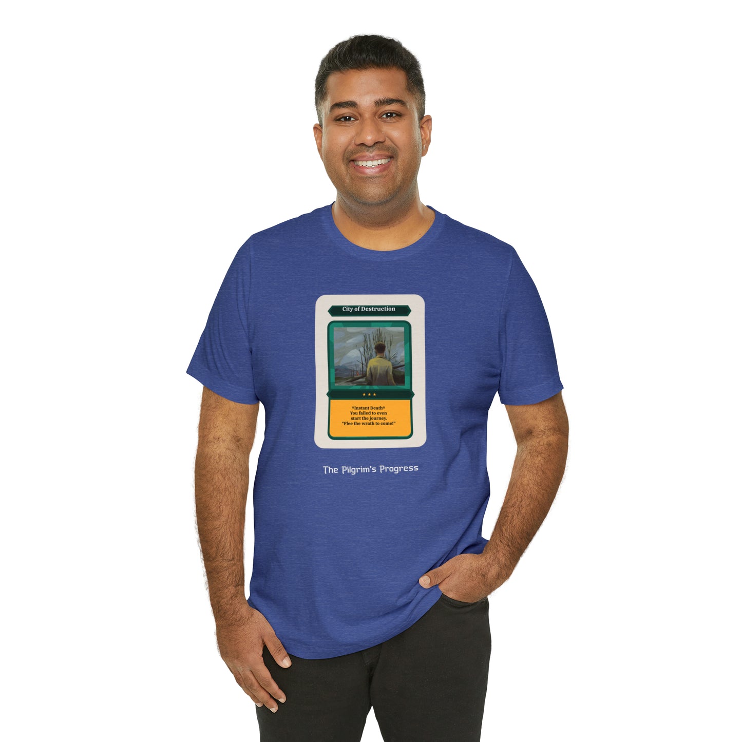 Pilgrim's Progress City of Destruction Trading Card Unisex Jersey Short Sleeve Tee