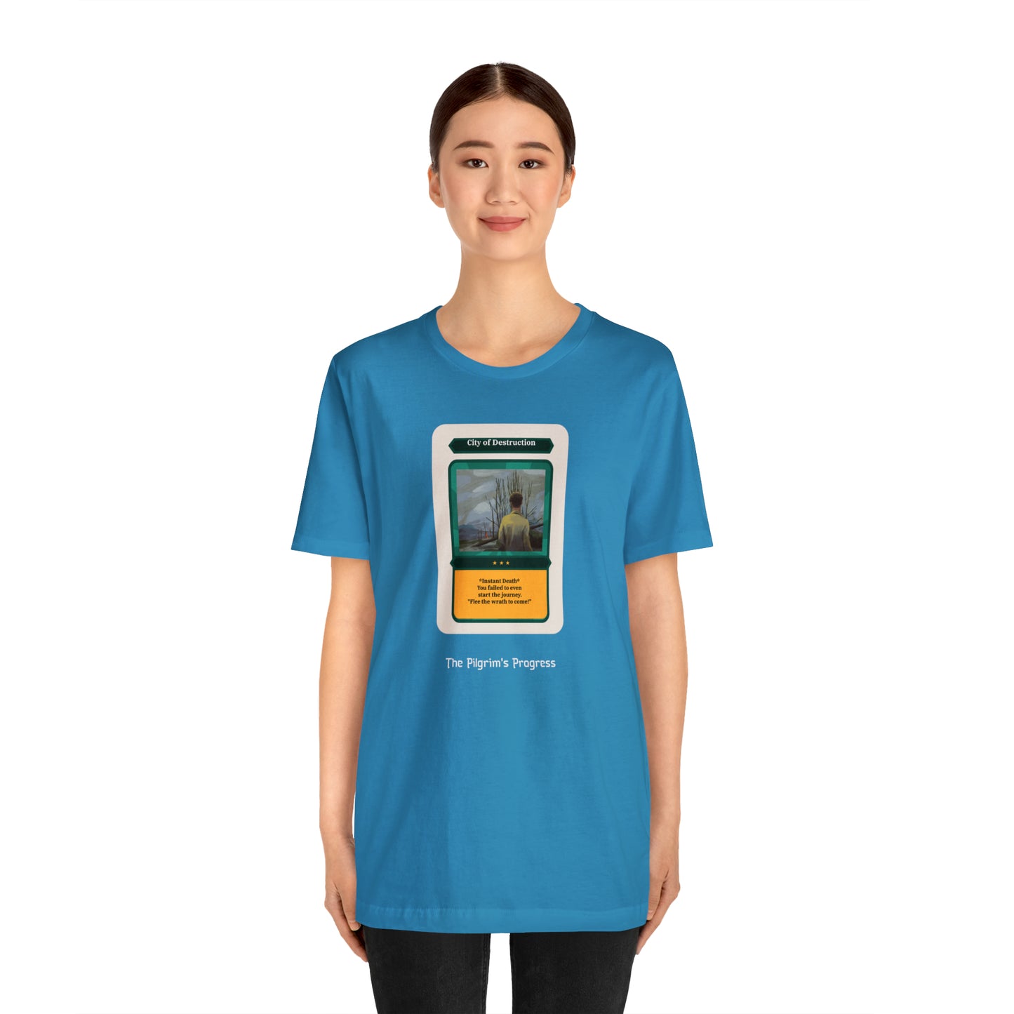 Pilgrim's Progress City of Destruction Trading Card Unisex Jersey Short Sleeve Tee