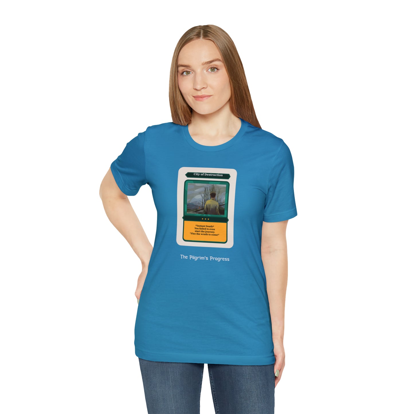 Pilgrim's Progress City of Destruction Trading Card Unisex Jersey Short Sleeve Tee