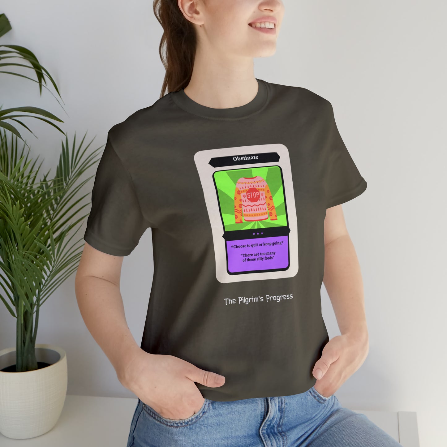 Pilgrim's Progress Obstinate Trading Card Unisex Jersey Short Sleeve Tee