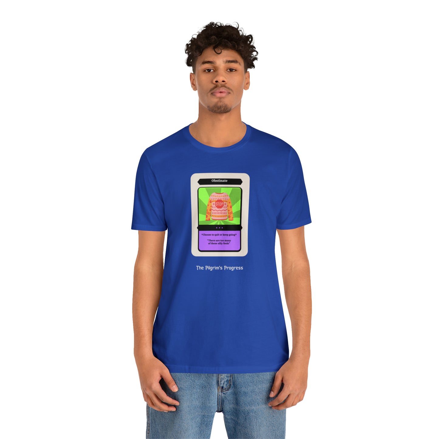 Pilgrim's Progress Obstinate Trading Card Unisex Jersey Short Sleeve Tee