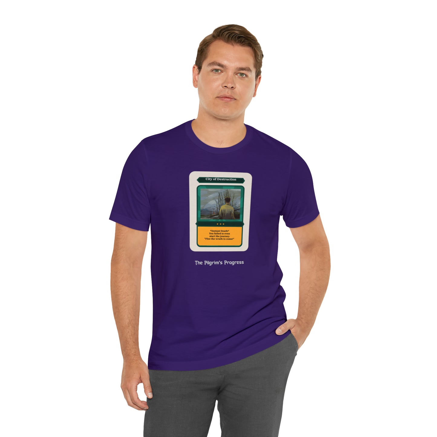 Pilgrim's Progress City of Destruction Trading Card Unisex Jersey Short Sleeve Tee