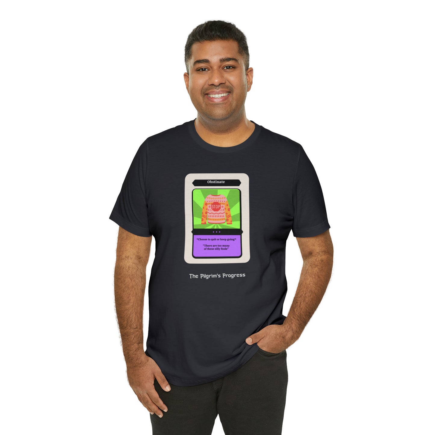 Pilgrim's Progress Obstinate Trading Card Unisex Jersey Short Sleeve Tee