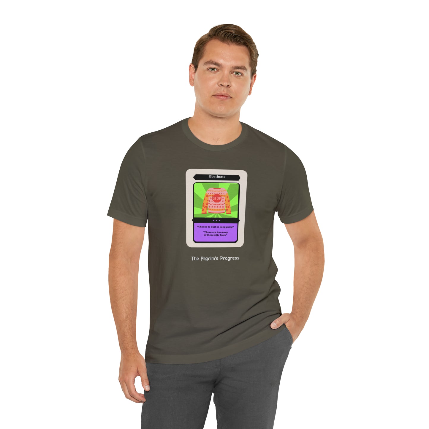 Pilgrim's Progress Obstinate Trading Card Unisex Jersey Short Sleeve Tee