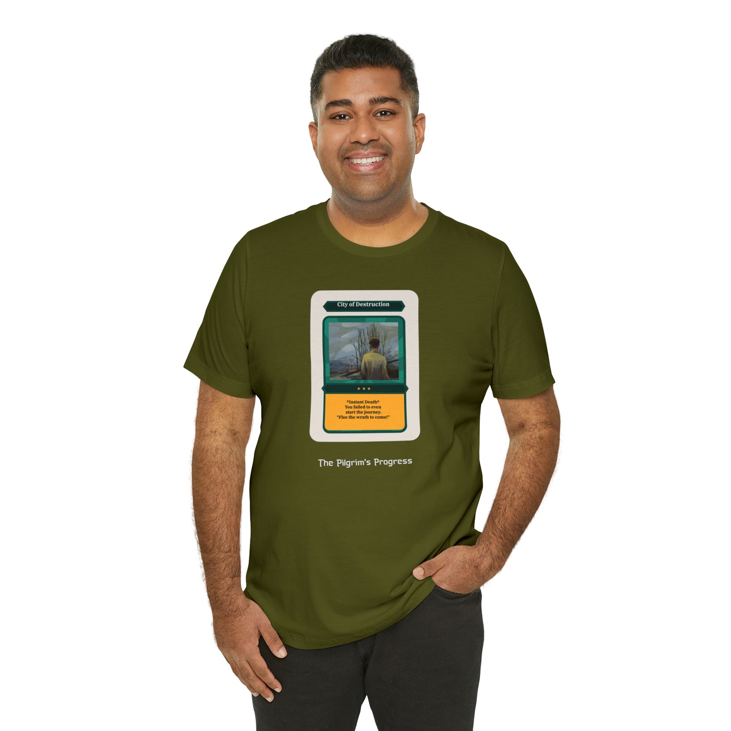 Pilgrim's Progress City of Destruction Trading Card Unisex Jersey Short Sleeve Tee
