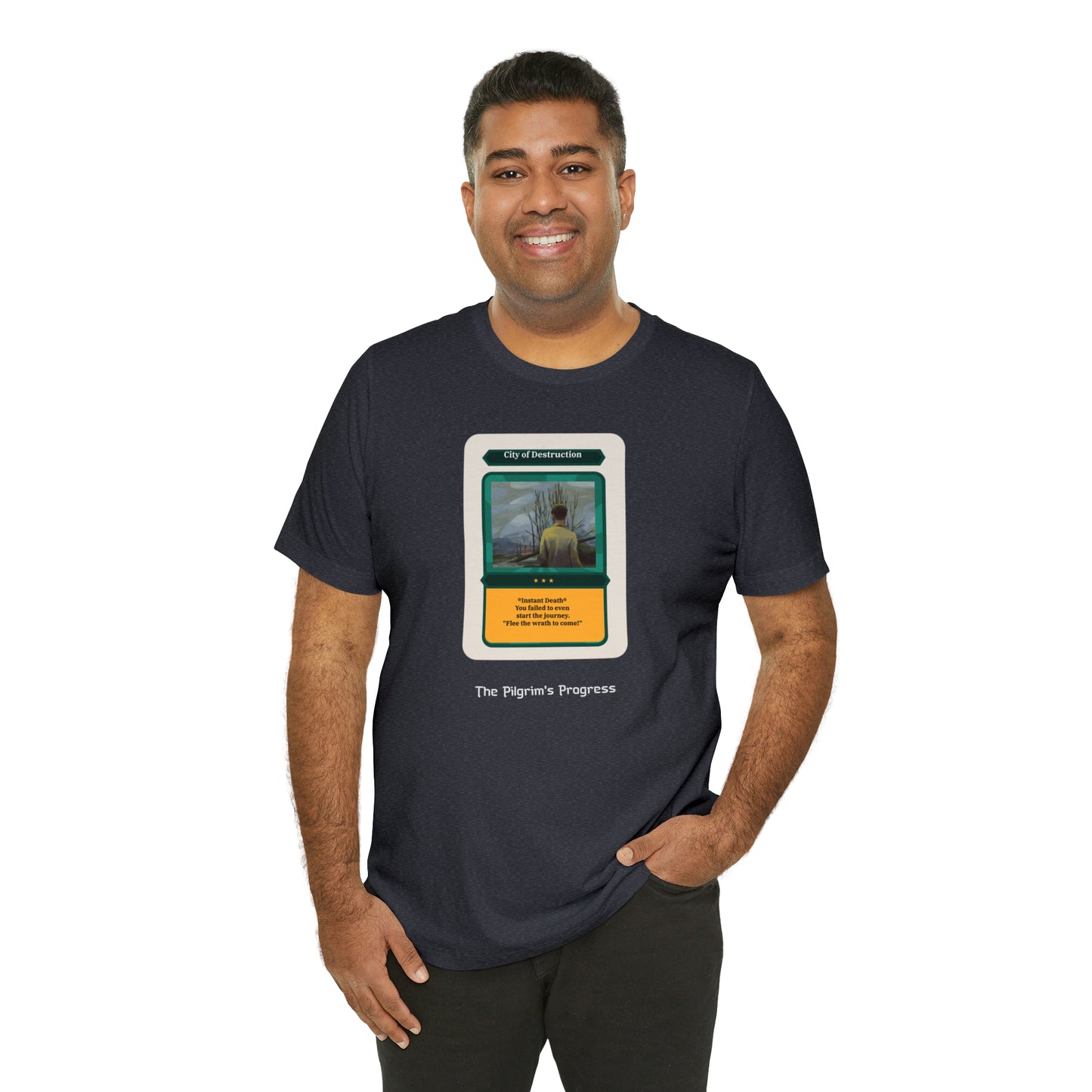 Pilgrim's Progress City of Destruction Trading Card Unisex Jersey Short Sleeve Tee