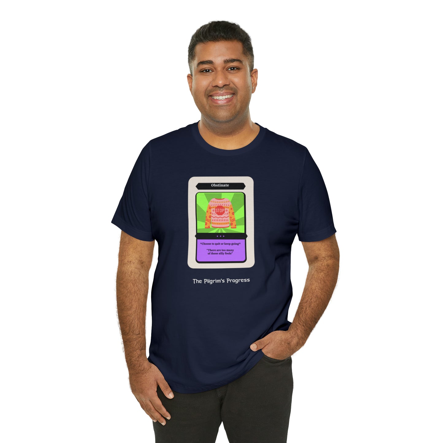 Pilgrim's Progress Obstinate Trading Card Unisex Jersey Short Sleeve Tee