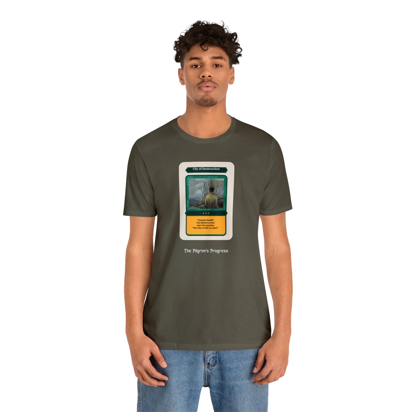 Pilgrim's Progress City of Destruction Trading Card Unisex Jersey Short Sleeve Tee