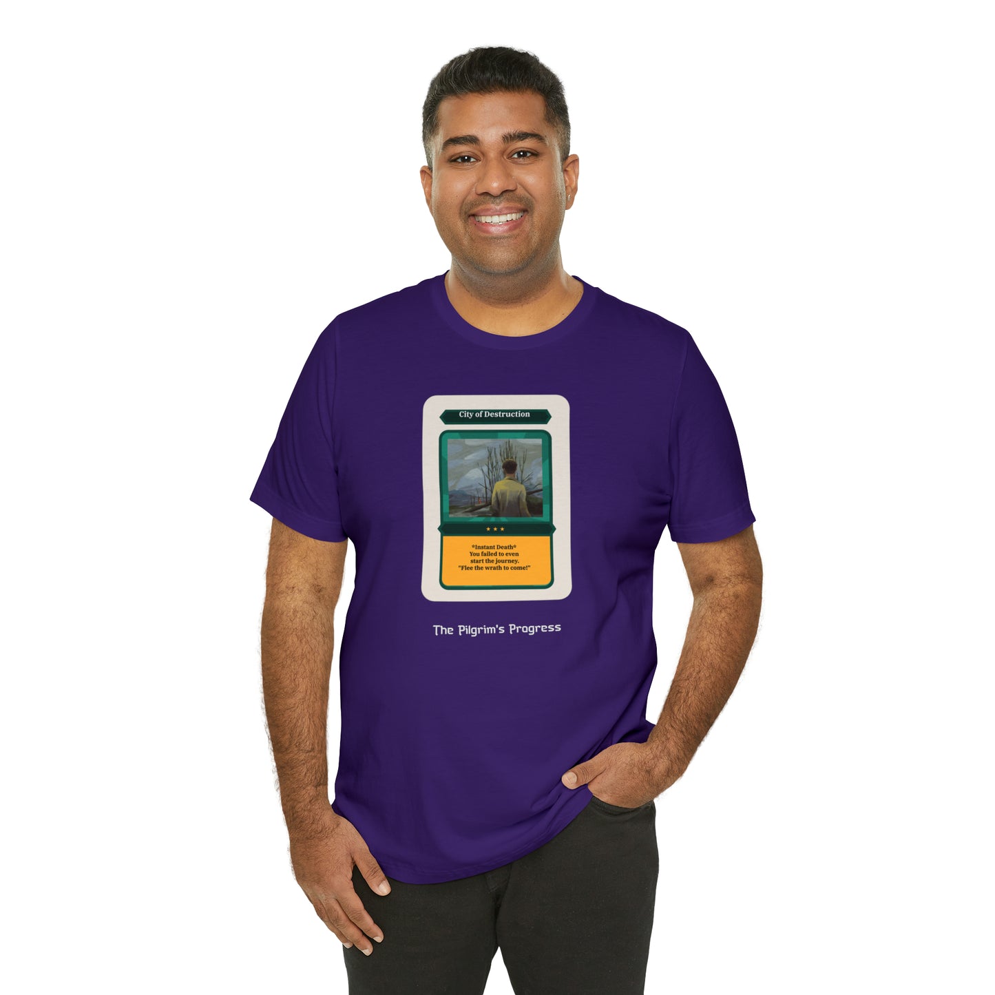 Pilgrim's Progress City of Destruction Trading Card Unisex Jersey Short Sleeve Tee