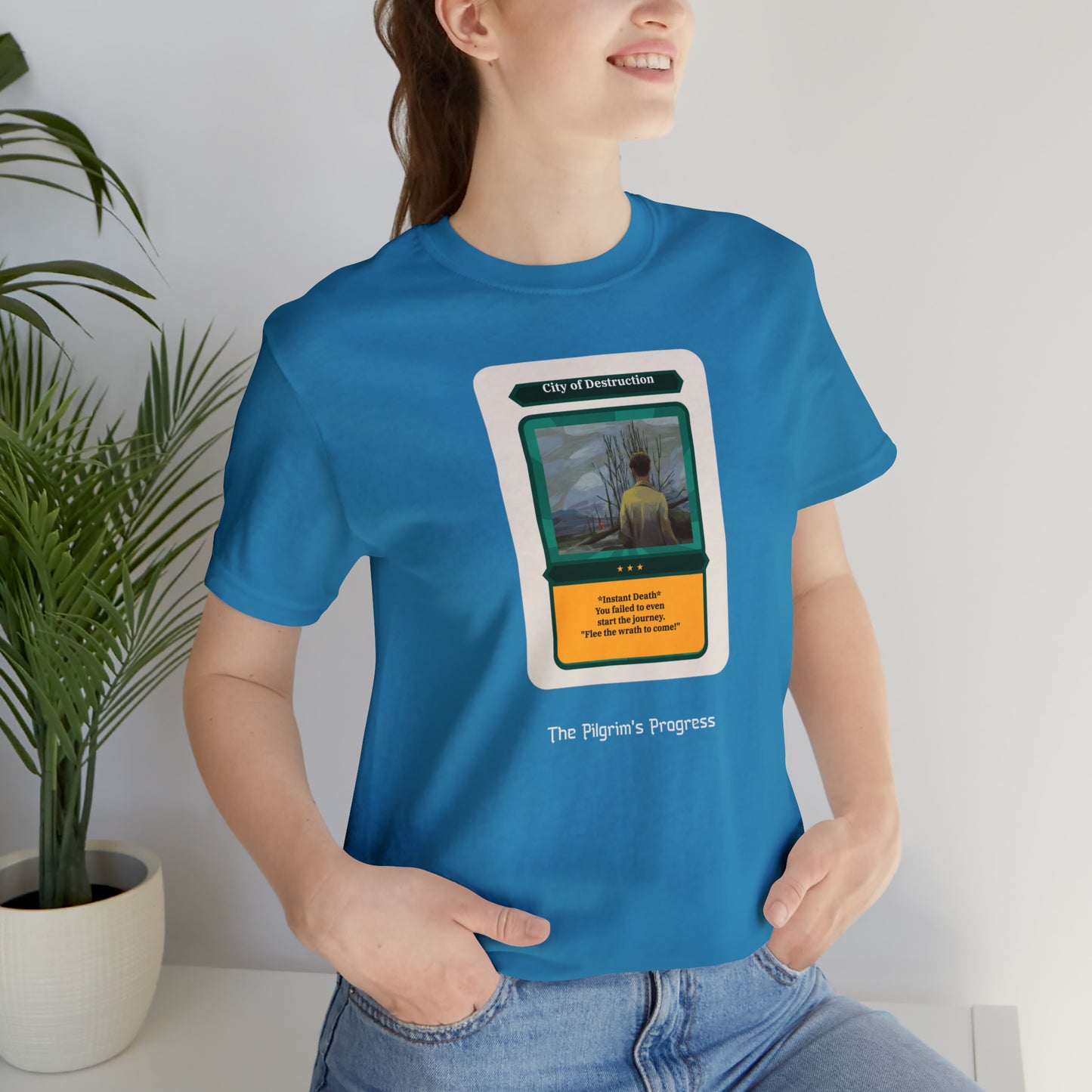 Pilgrim's Progress City of Destruction Trading Card Unisex Jersey Short Sleeve Tee