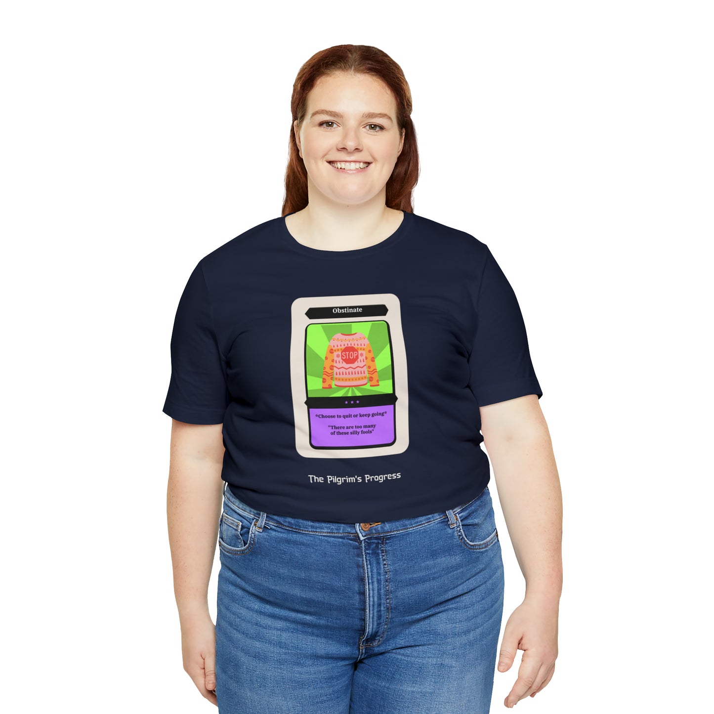 Pilgrim's Progress Obstinate Trading Card Unisex Jersey Short Sleeve Tee