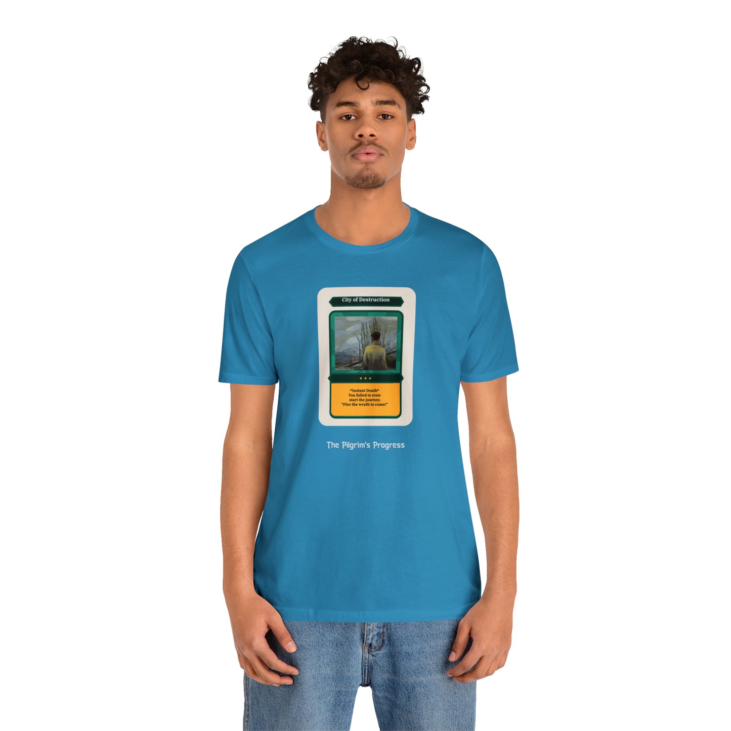 Pilgrim's Progress City of Destruction Trading Card Unisex Jersey Short Sleeve Tee