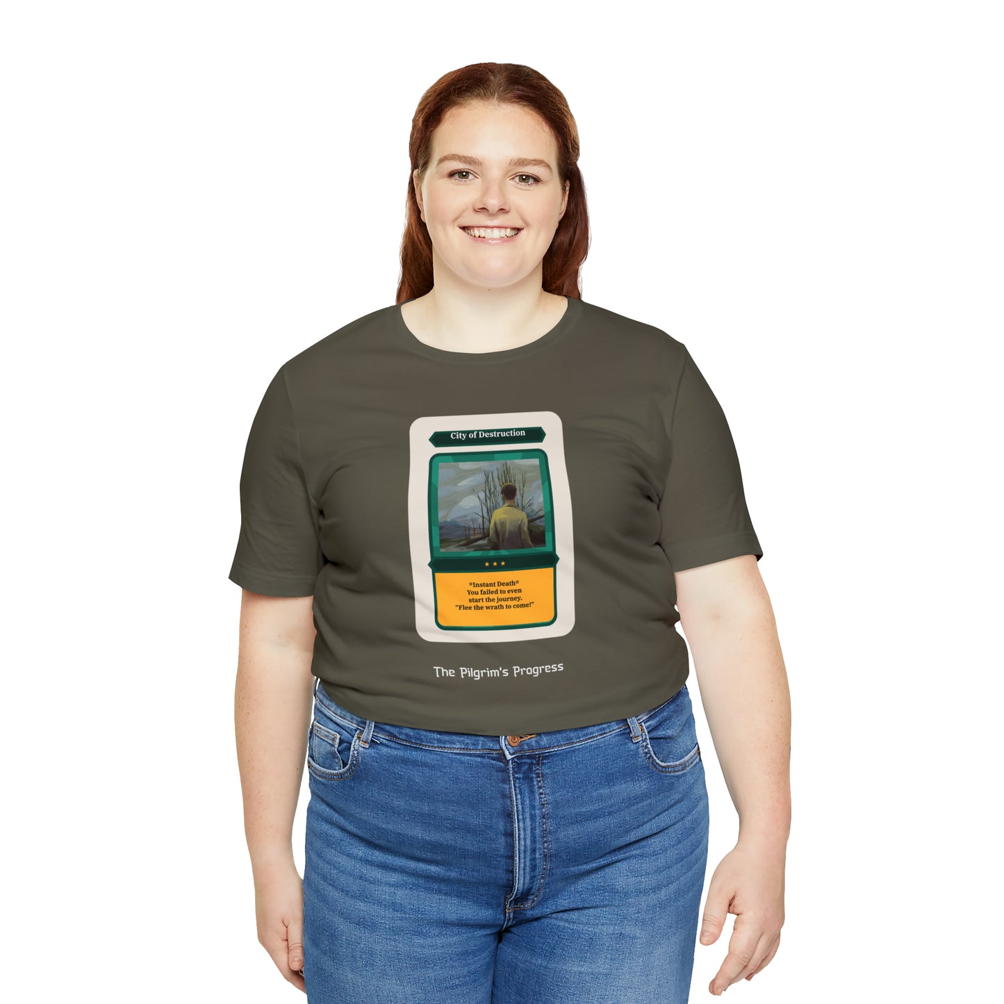 Pilgrim's Progress City of Destruction Trading Card Unisex Jersey Short Sleeve Tee