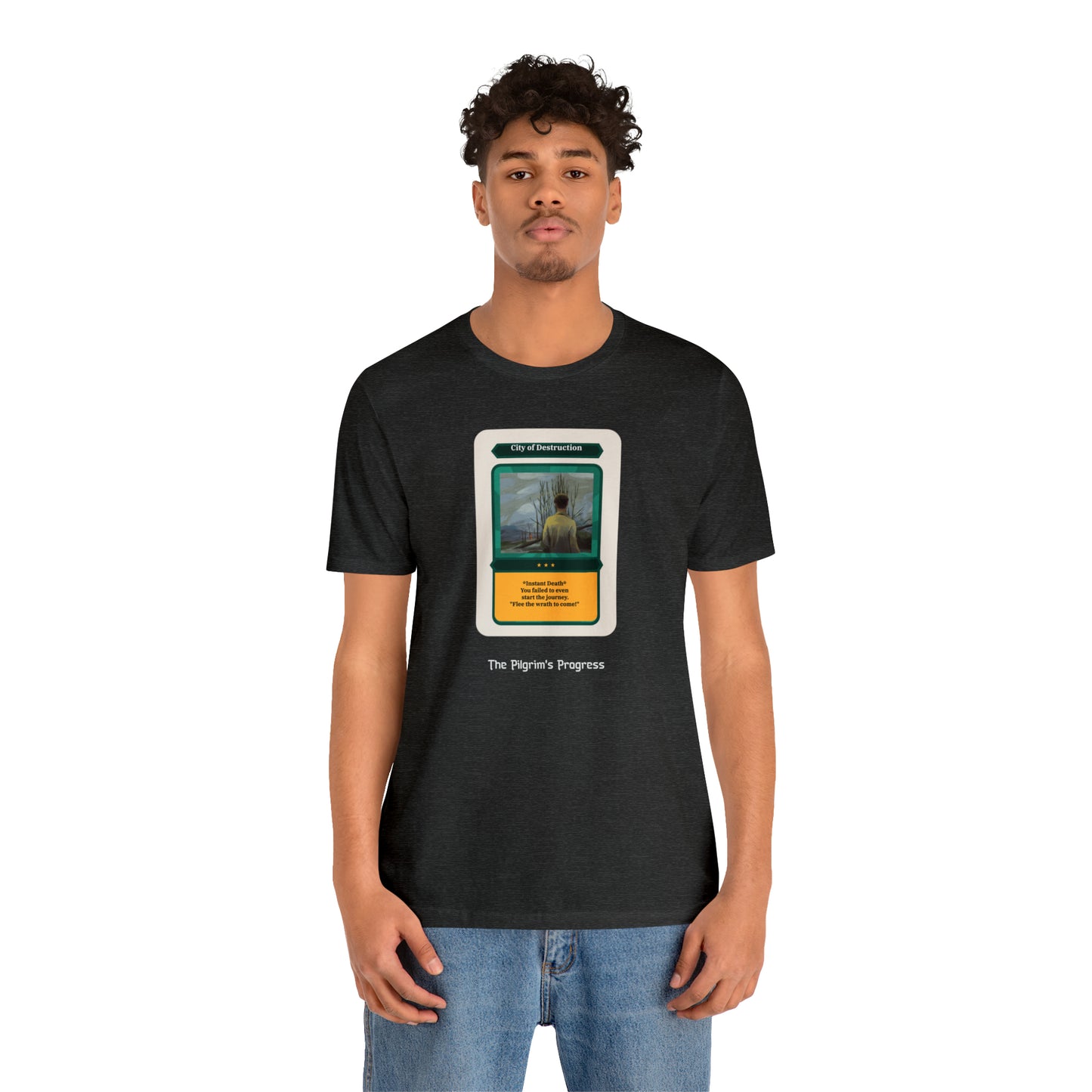 Pilgrim's Progress City of Destruction Trading Card Unisex Jersey Short Sleeve Tee