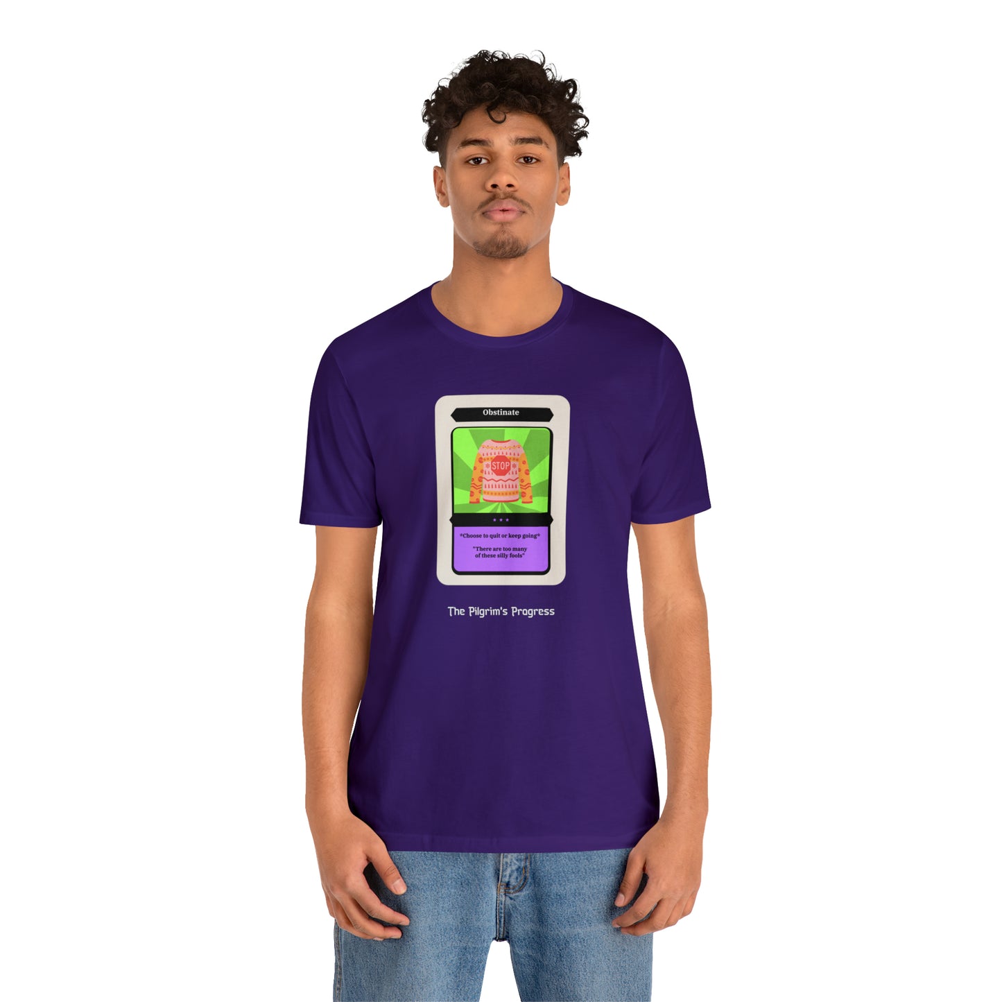 Pilgrim's Progress Obstinate Trading Card Unisex Jersey Short Sleeve Tee