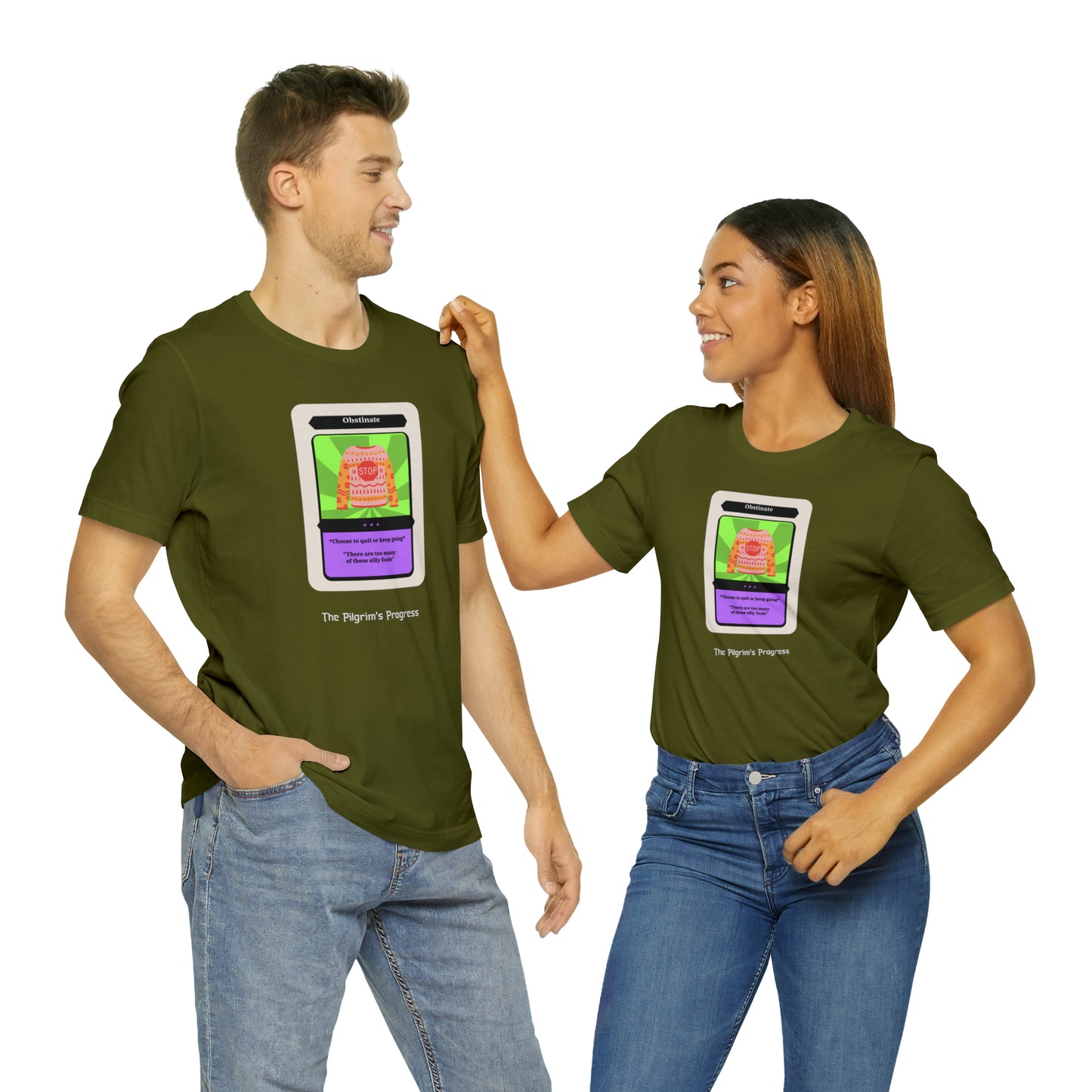 Pilgrim's Progress Obstinate Trading Card Unisex Jersey Short Sleeve Tee