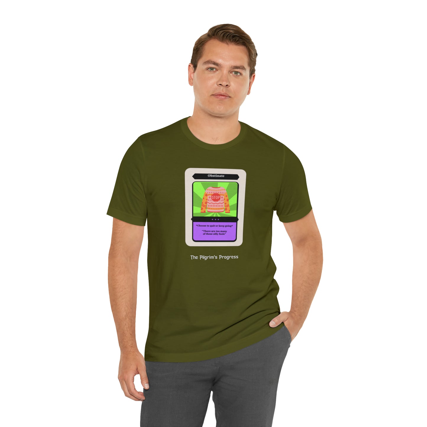 Pilgrim's Progress Obstinate Trading Card Unisex Jersey Short Sleeve Tee