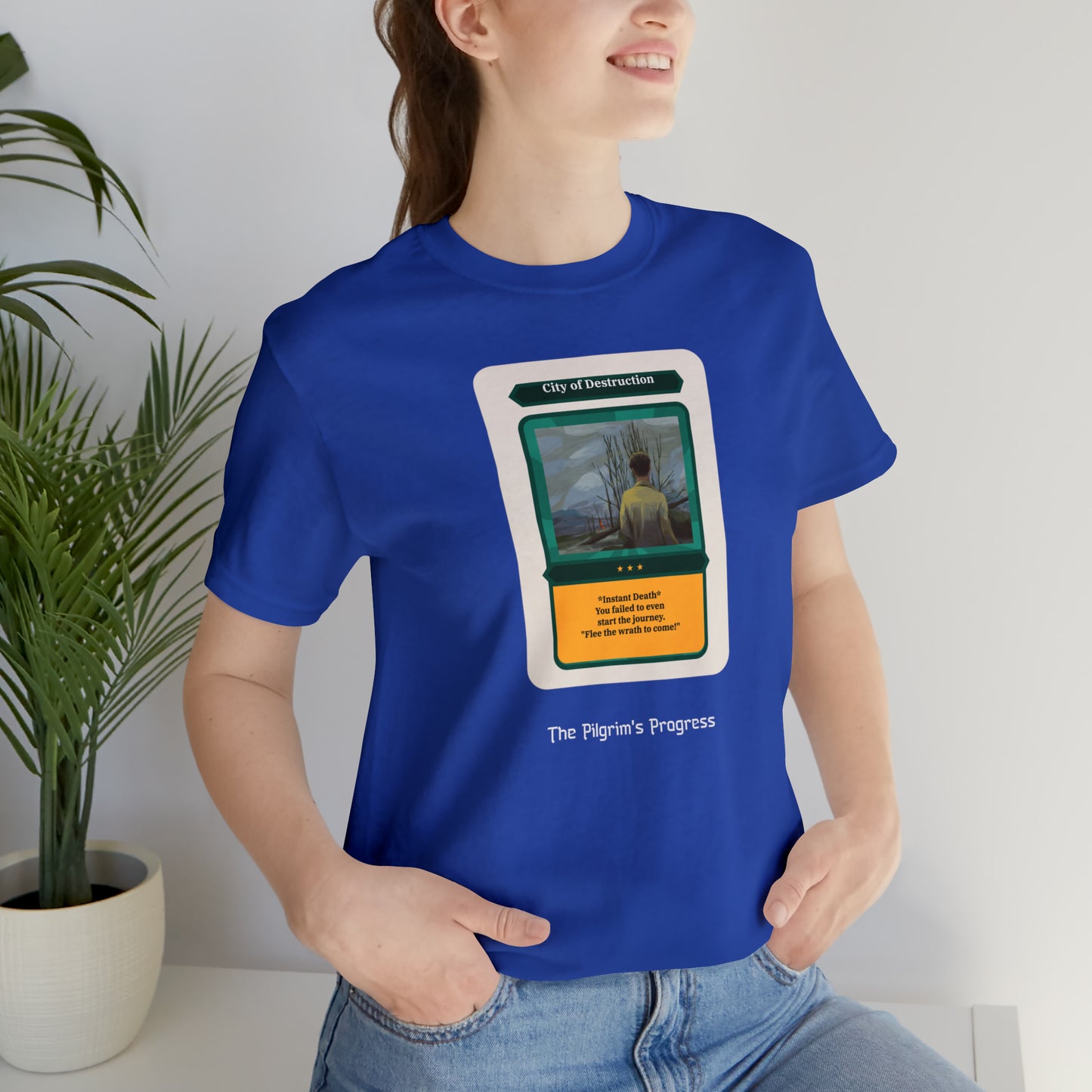 Pilgrim's Progress City of Destruction Trading Card Unisex Jersey Short Sleeve Tee