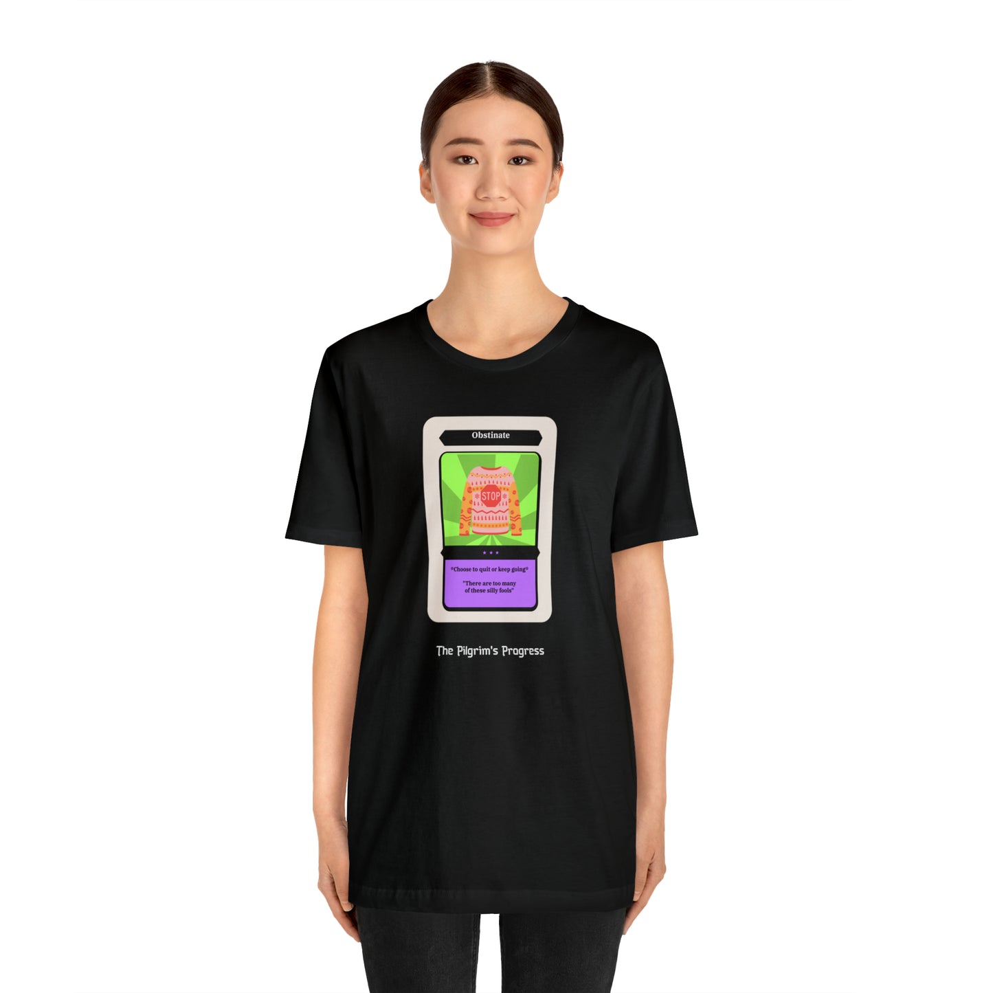 Pilgrim's Progress Obstinate Trading Card Unisex Jersey Short Sleeve Tee
