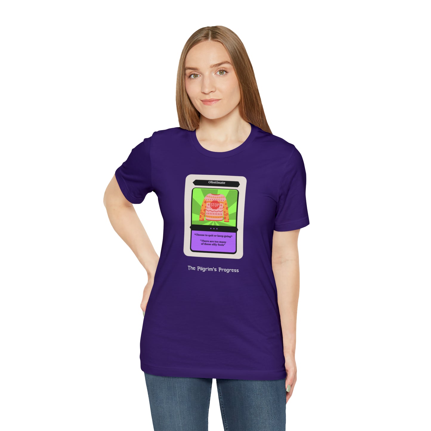 Pilgrim's Progress Obstinate Trading Card Unisex Jersey Short Sleeve Tee