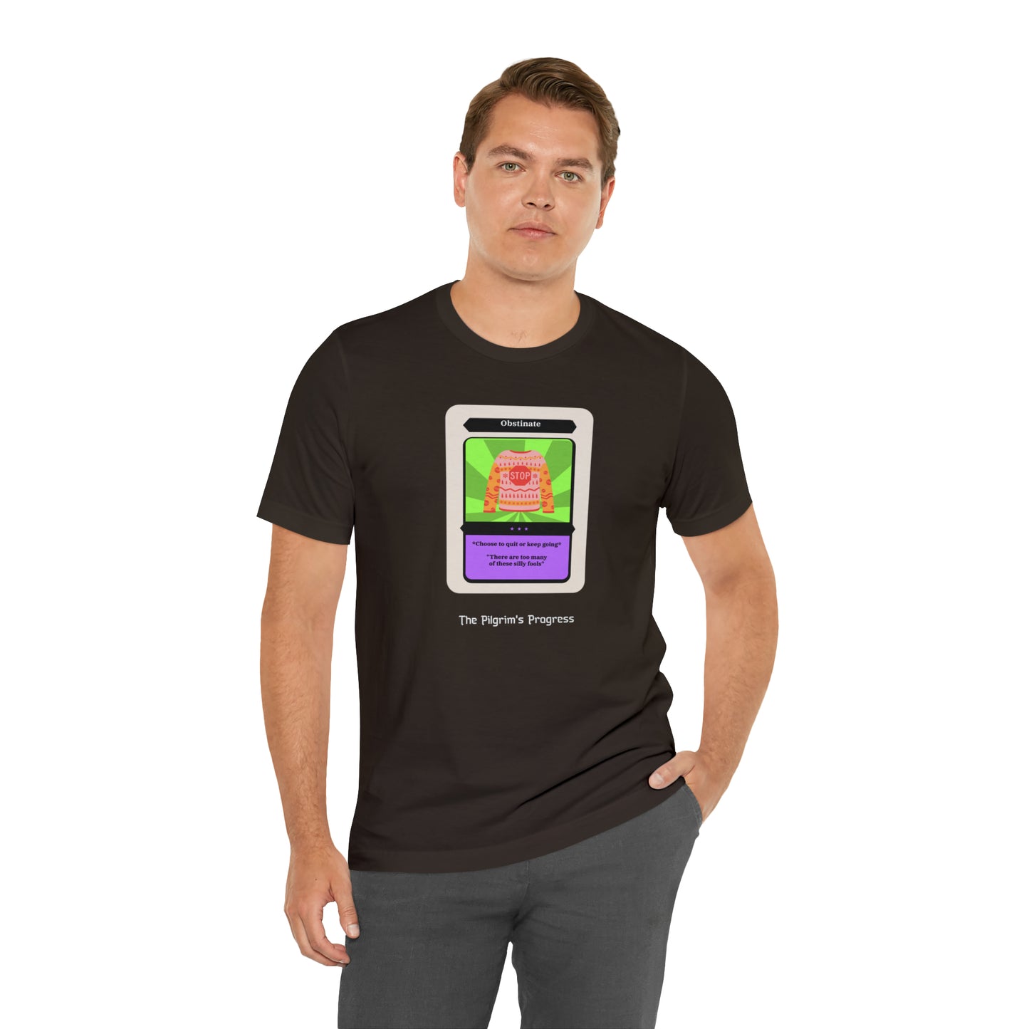 Pilgrim's Progress Obstinate Trading Card Unisex Jersey Short Sleeve Tee