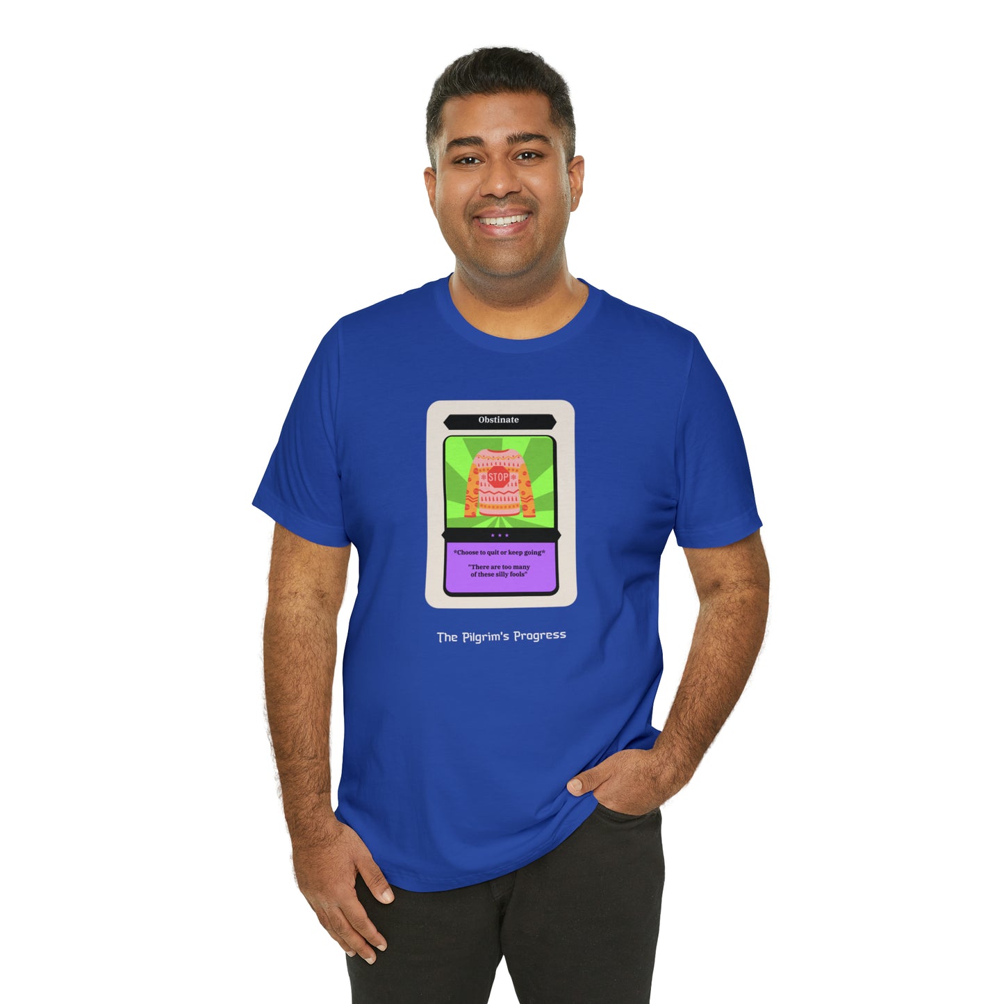 Pilgrim's Progress Obstinate Trading Card Unisex Jersey Short Sleeve Tee