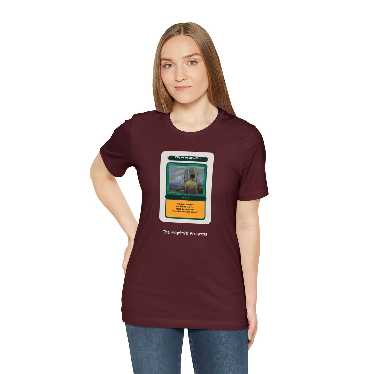Pilgrim's Progress City of Destruction Trading Card Unisex Jersey Short Sleeve Tee