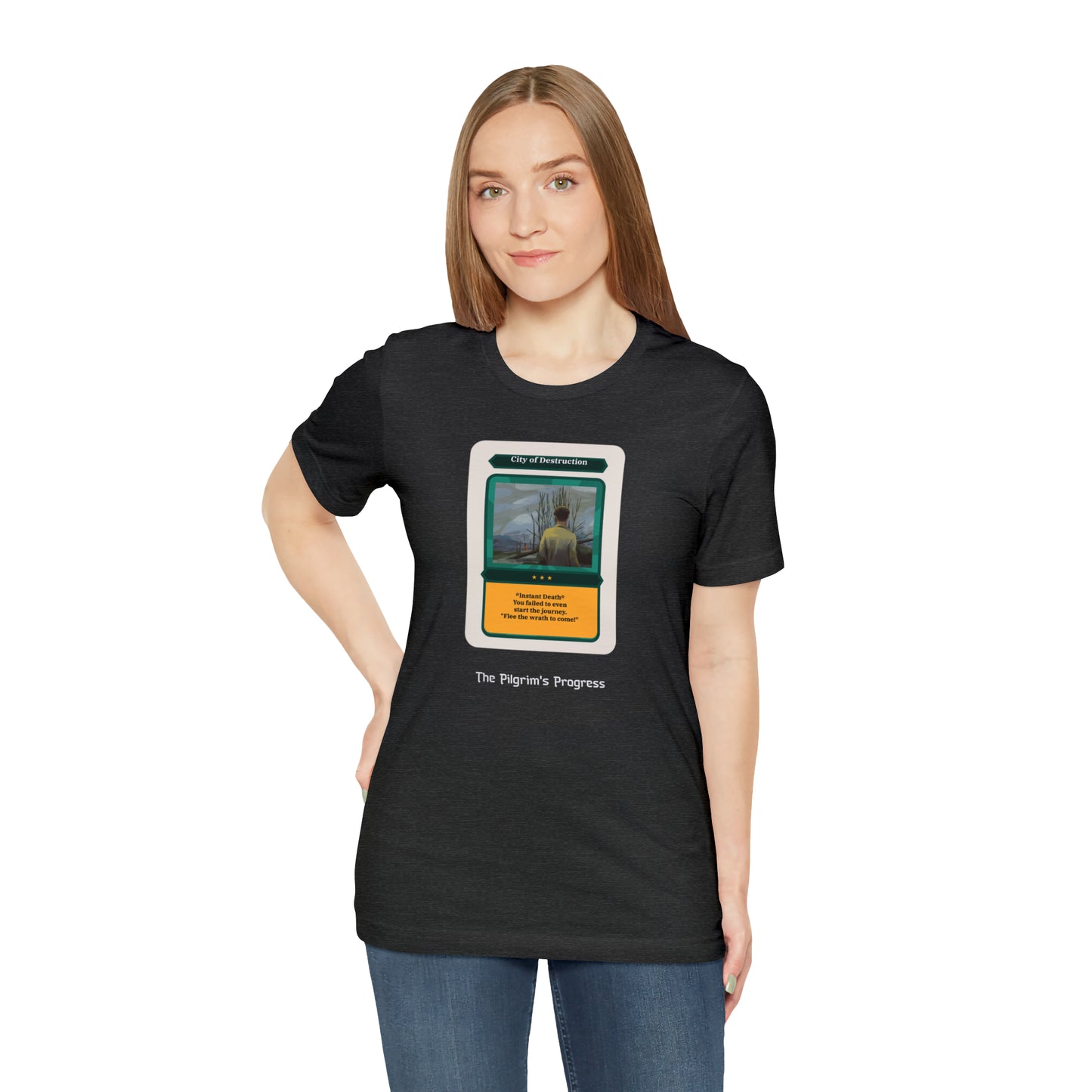 Pilgrim's Progress City of Destruction Trading Card Unisex Jersey Short Sleeve Tee