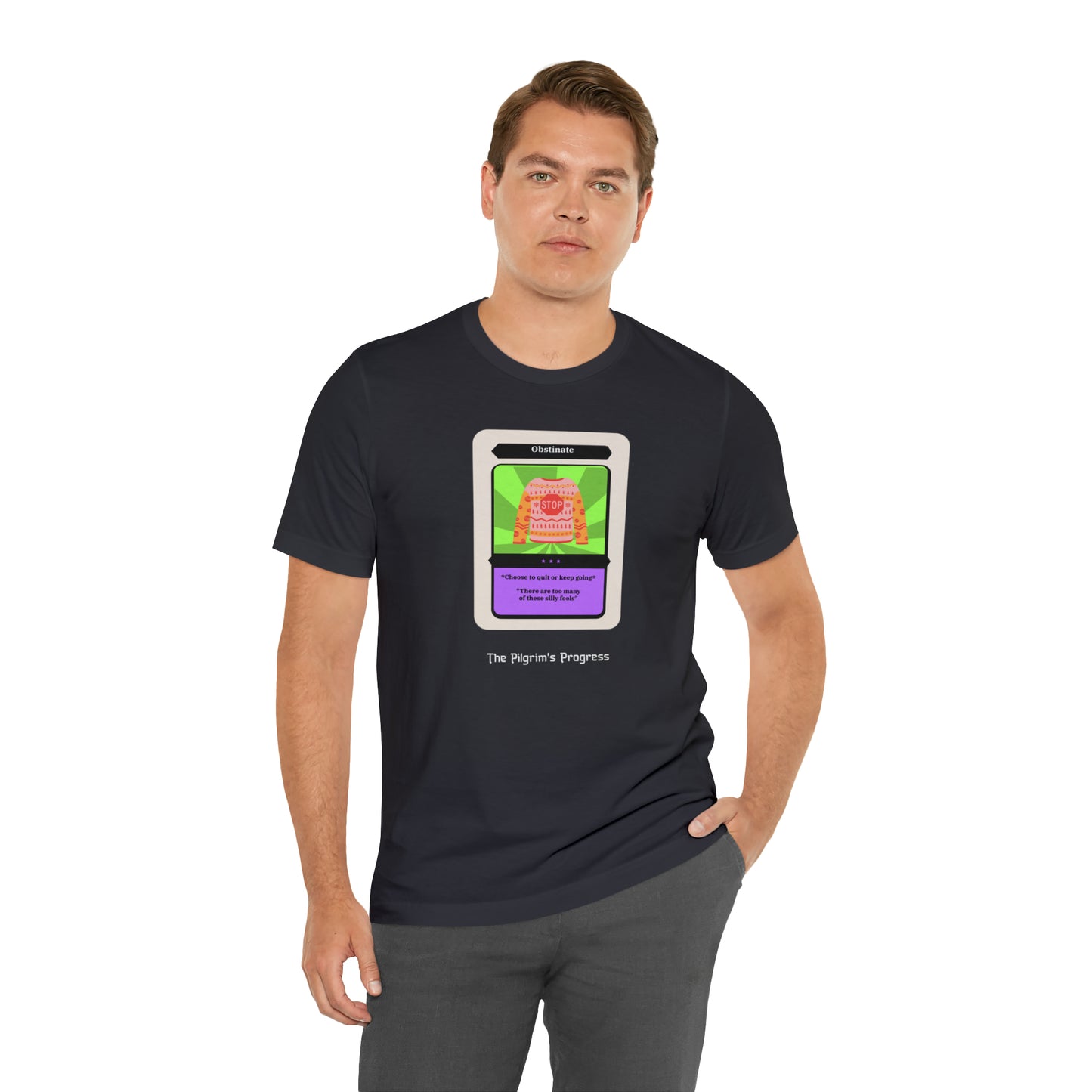 Pilgrim's Progress Obstinate Trading Card Unisex Jersey Short Sleeve Tee