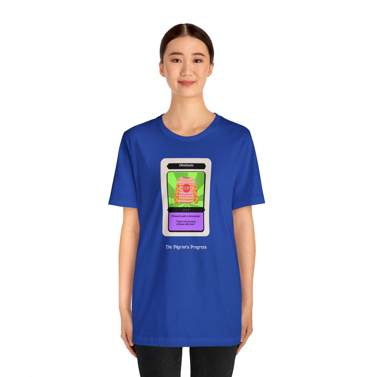 Pilgrim's Progress Obstinate Trading Card Unisex Jersey Short Sleeve Tee