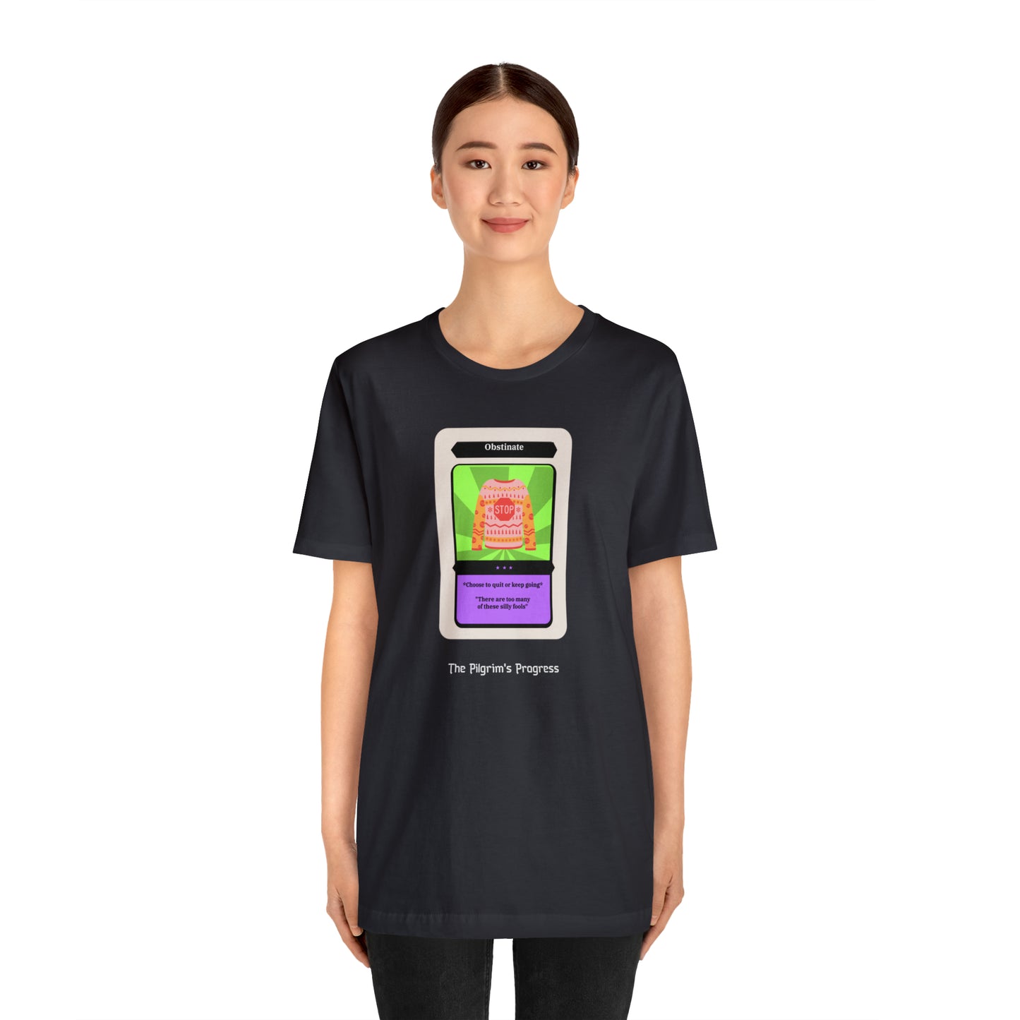 Pilgrim's Progress Obstinate Trading Card Unisex Jersey Short Sleeve Tee