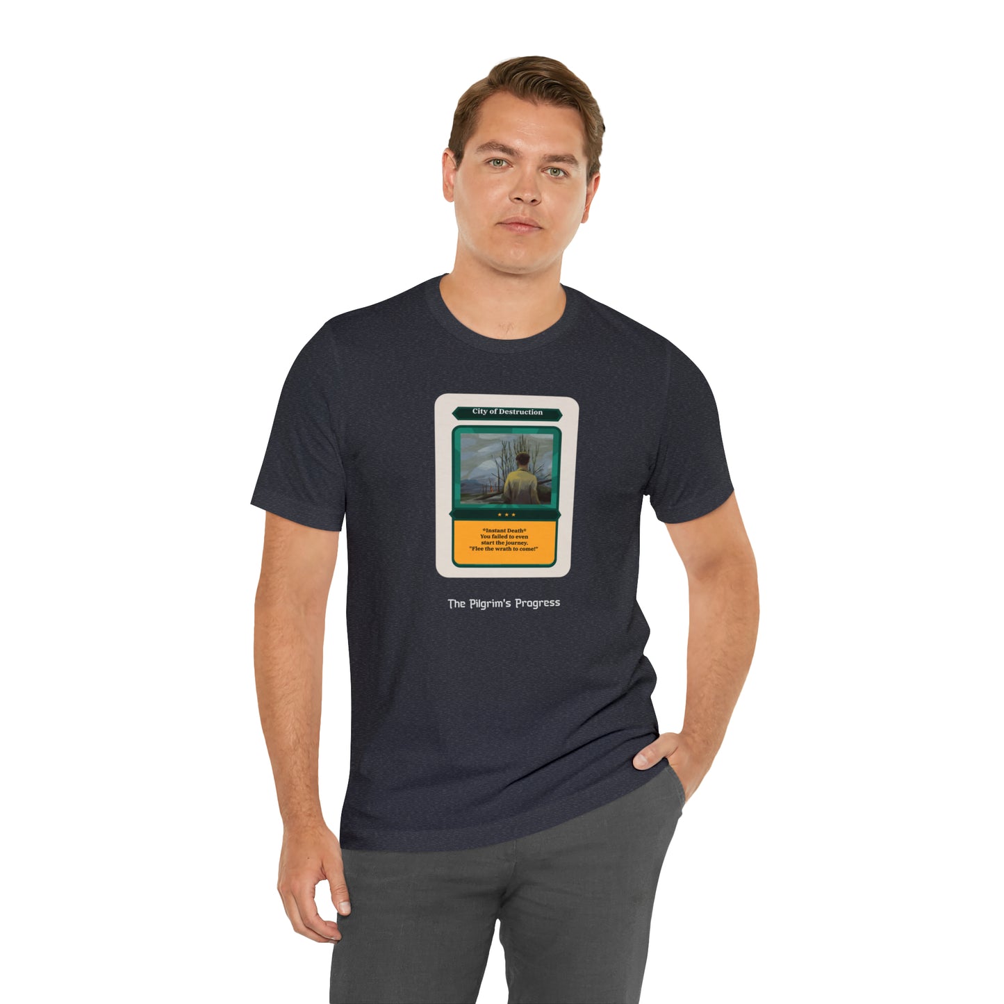 Pilgrim's Progress City of Destruction Trading Card Unisex Jersey Short Sleeve Tee